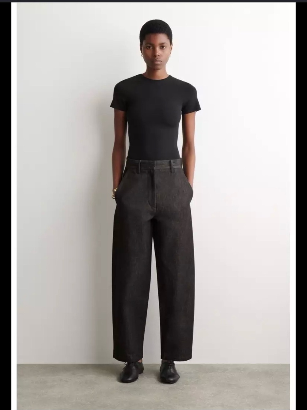 COS Women's Relaxed Fit Dark Blue Straight Denim  Pants
